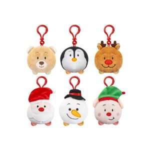 Vianočné plyšové kľúčenky, 8 cm, hrajúce, sada 6 kusov - Kľúčenky