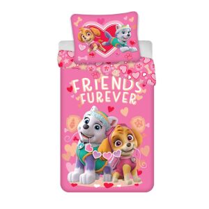 Paw Patrol Friends Furever Bettwäsche-Set, 140x200 cm, rosa Baumwoll-Bettbezug und Kissenbezug - Innenarchitektur