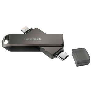 SanDisk iXpand Flash Drive Luxe 256GB USB Type-C / Lightning 3.2 Gen 1 (3.1 Gen 1) Fekete, dupla csatlakozó, prémium fém kialakítás - Pendrive