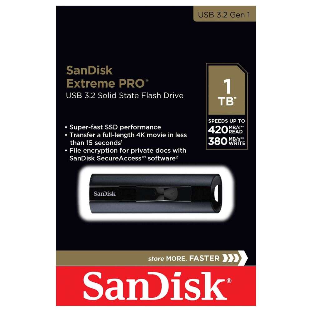 Sandisk extreme pro usb flash meghajtó 1000 gb usb a típus 3.2 ge...