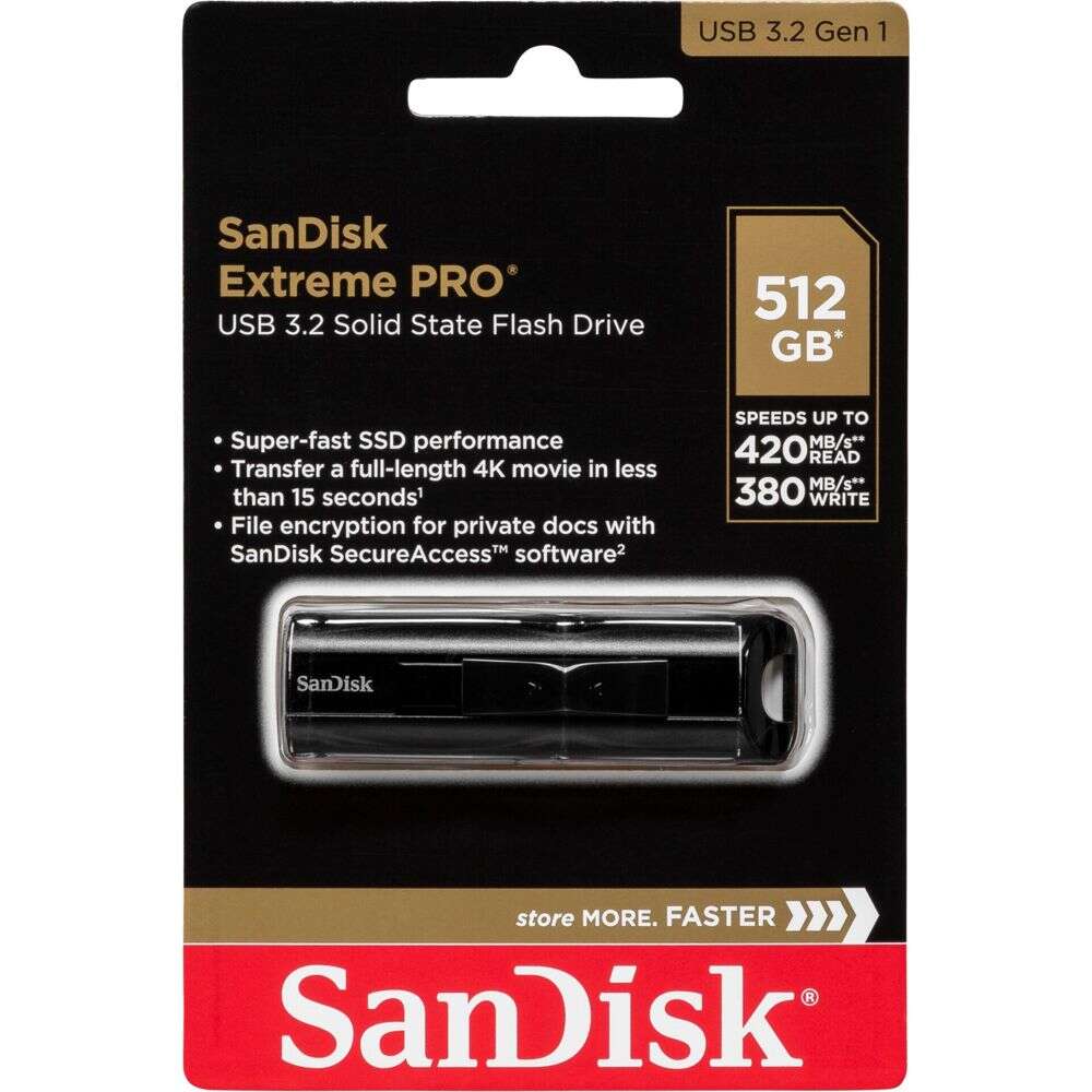 Sandisk extreme pro usb flash meghajtó 512 gb usb a típus 3.2 gen...