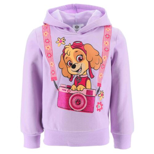 Nickelodeon Paw Patrol Skye trblietavá mikina s kapucňou, fialová, pohľad spredu