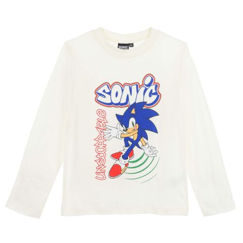 Sonic a Sündisznó hosszú ujjú póló gyerekeknek, fehér pamut felső - Gyerek hosszú ujjú póló