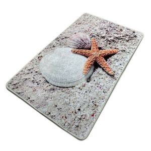 Chilai Home fürdőszobaszőnyeg kagyló és tengericsillag mintával, 80x100 cm, antibakteriális bársony anyag - Fürdőszoba bútor