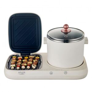 Reggeliző állomás 2 az 1-ben Adler AD 6421, 1320 W, 1 l, tapadásmentes grill, időzítő, krémes