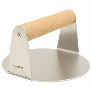 Kinghoff KH 1878 Presă pentru burgeri din oțel inoxidabil cu mâner din lemn - Kinghoff Grătar de grădină, unelte de gătit