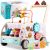 Ricokids Wooden Baby Walker Ice Cream Cart, a multi-activity toy for toddlers with a shape sorter, bead maze, spinning gears, and more