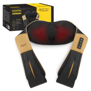 4FIZJO SHIATSU ULTRA+ bezprzewodowy masażer pleców i karku, 3 tryby, 24W - złoty