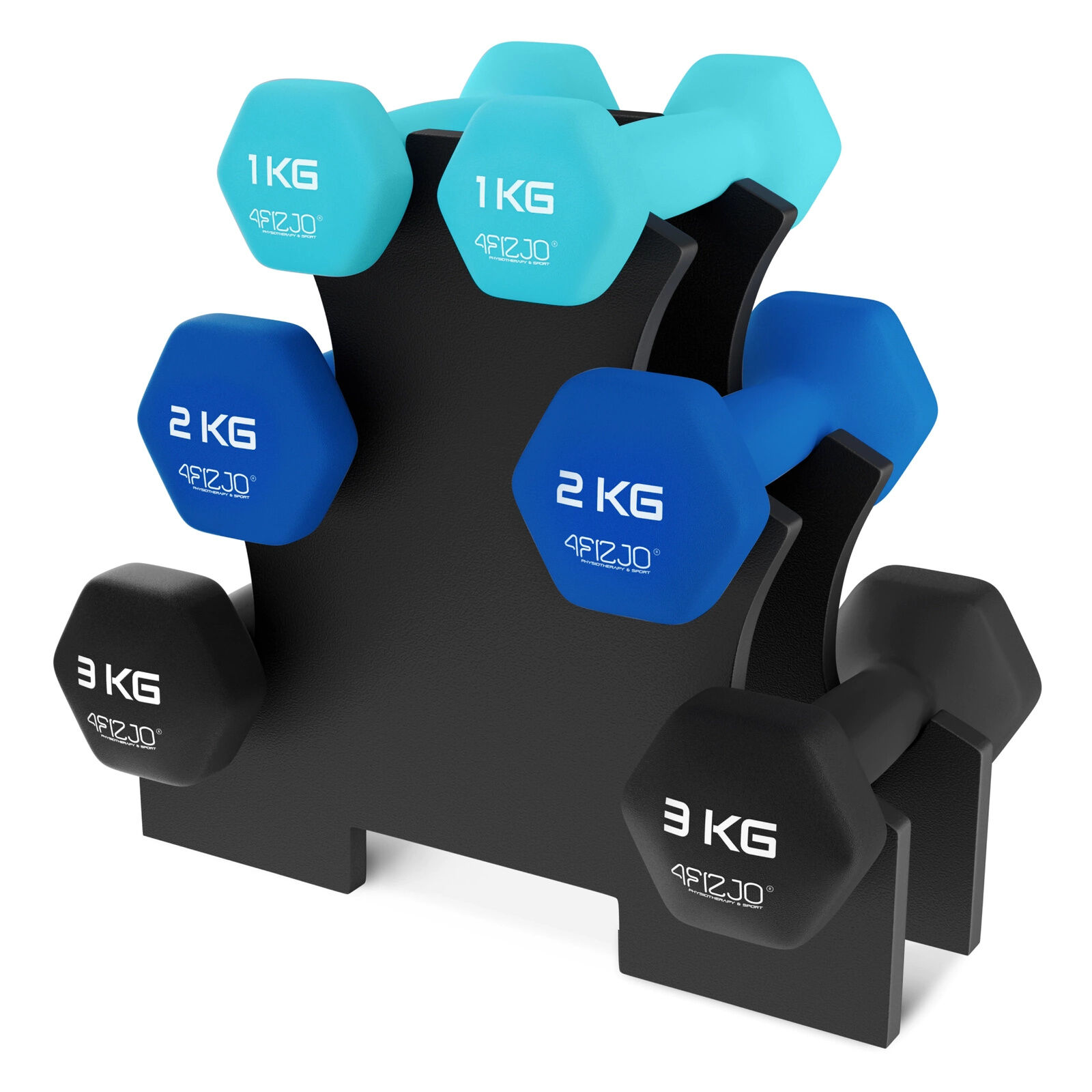 4FIZJO öntöttvas Súlyzókészlet 12kg - Kék, Fekete