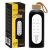 4FIZJO 750ml glass water bottle with black silicone sleeve and bamboo lid, packaged