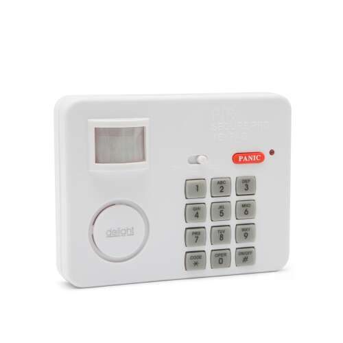 Delight PIR Motion Sensor Alarm with PIN code protection, white, home security system