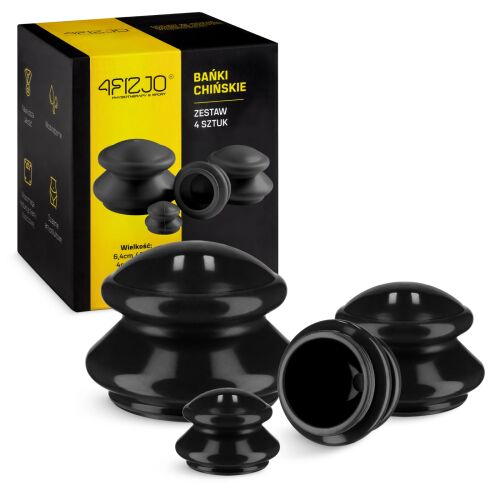 4FIZJO PRO+ kínai Köpölyöző, 4 db, különböző méretűek - Fekete 