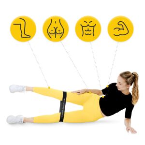 Woman using 4FIZJO resistance band for leg workout - Home workout