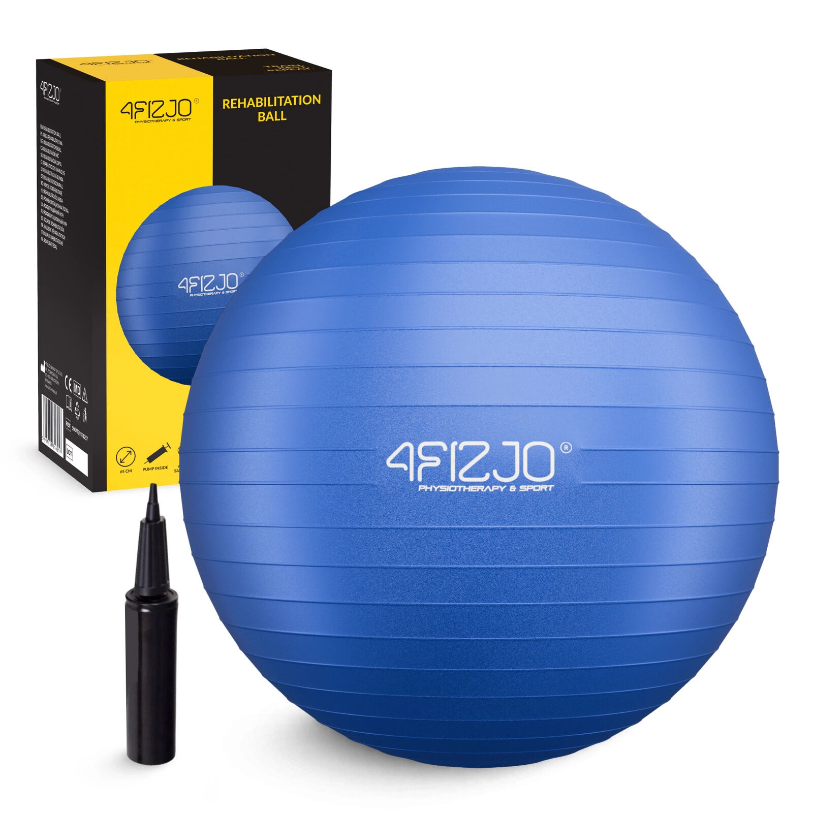 4FIZJO Gimnasztikai Fitnesz labda, pumpával, 65 cm - Kék