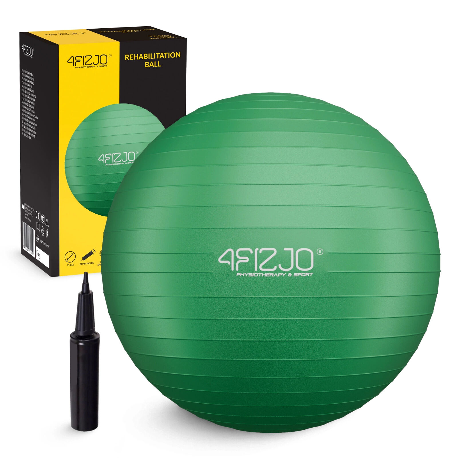 4FIZJO Gimnasztikai Fitnesz labda, pumpával, 75 cm - Zöld