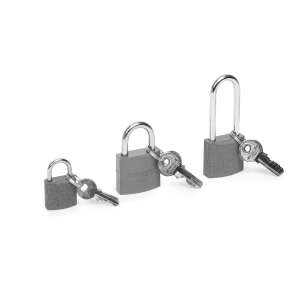 Set of 3 padlocks with keys, 20mm, 30mm, 30mm extended - Padlock