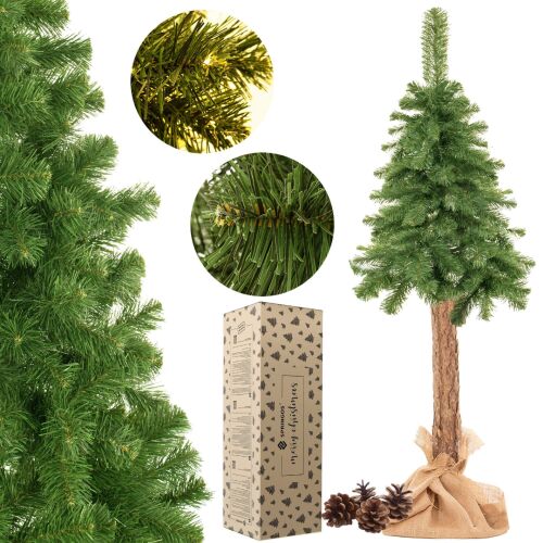 Springos CT0180 140 cm künstlicher Weihnachtsbaum mit Stamm, Jutesack und Tannenzapfen