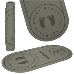 Gray yoga and skipping mat, rolled and flat view - Yoga Mat & Exercise Mat