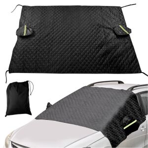 Waterproof car windshield cover with storage bag, in use - Windshield Cover