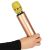 Rose gold Bluetooth karaoke microphone in hand