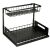 Black metal under sink organizer with two shelves for double cabinet