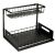 Black metal under sink organizer with two shelves for double cabinet