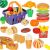 Ikonka play food set with basket, toy vegetables and burger