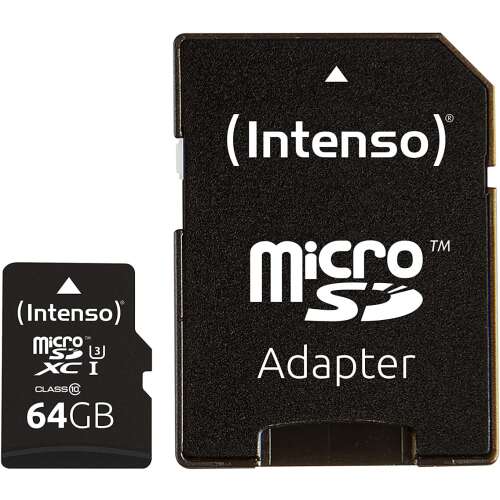 Intenso 64GB-os microSDXC memóriakártya adapterrel