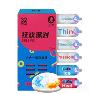 Combinație set elefant, prezervativ ultra-subțire, stimulare cu particule, distracție, senzație de gheață, senzație de căldură, lubrifiere, 32 de bucăți