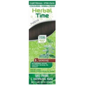 Krem koloryzujący na bazie henny Herbal Time, odcień 6, Czekolada, 75ml 112897629 - Farba do włosów