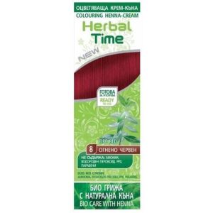 Krem koloryzujący na bazie henny Herbal Time, odcień 8, Fire Red, 75ml 112897634 - Farba do włosów