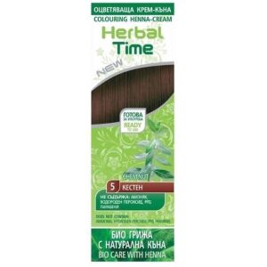 Krem Koloryzujący na Bazie Henny Herbal Time, odcień 5 Kasztan, 75ml 112897795 - Farba do włosów