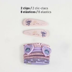 Set accesorii de păr Disney Lilo & Stitch: 2 agrafe și 8 elastice de păr - Cerdá Agrafe de păr, benzi de păr