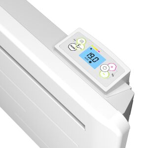 Prim-plan cu panoul de control al radiatorului ceramic Noirot Amaroc H 2000 BL - Noirot