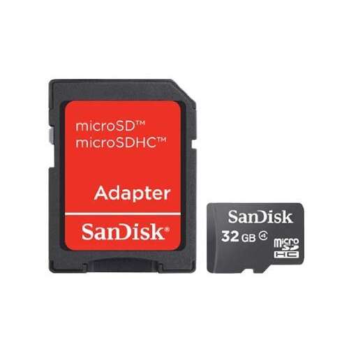 SanDisk 32GB microSDHC memóriakártya adapterrel, Class 4