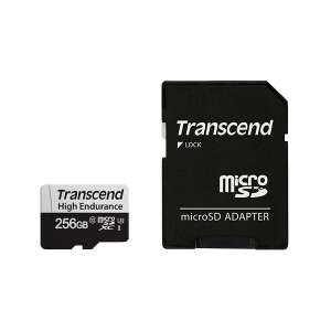 Transcend 350V 256GB nagy tartósságú microSDXC memóriakártya adapterrel - Transcend