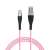 Pink micro USB cable, 2 meter, fabric braided, charging cable, data cable