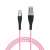 Delight 2 meter micro USB data and charging cable, pink, black,  with rubberized ends
