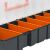 Close up of Universal Storage Box dividers, orange and black
