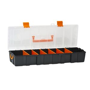 Open Universal Storage Box 460 x 170 x 90 mm showing compartments - Handy Tool & Part Organizer