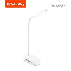 ColorWay CW-DL04FCB-W biela LED stolová lampa s klipom a flexibilným ramenom - Lampy&osvetlenie