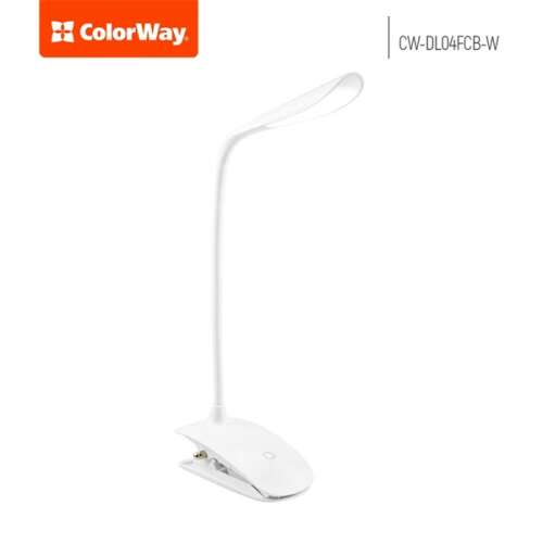Colorway stolná LED lampa so vstavanou batériou, flexibilná, pripínacia, 5500-6000k, 115 lm, biela (cw-dl04fcb-w) CW-DL04FCB-W