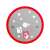 Red and gray Christmas tree skirt with snowman and star design
