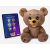 Интерактивна плюшена играчка Poe the AI Story Bear с таблет, показващ опции за истории