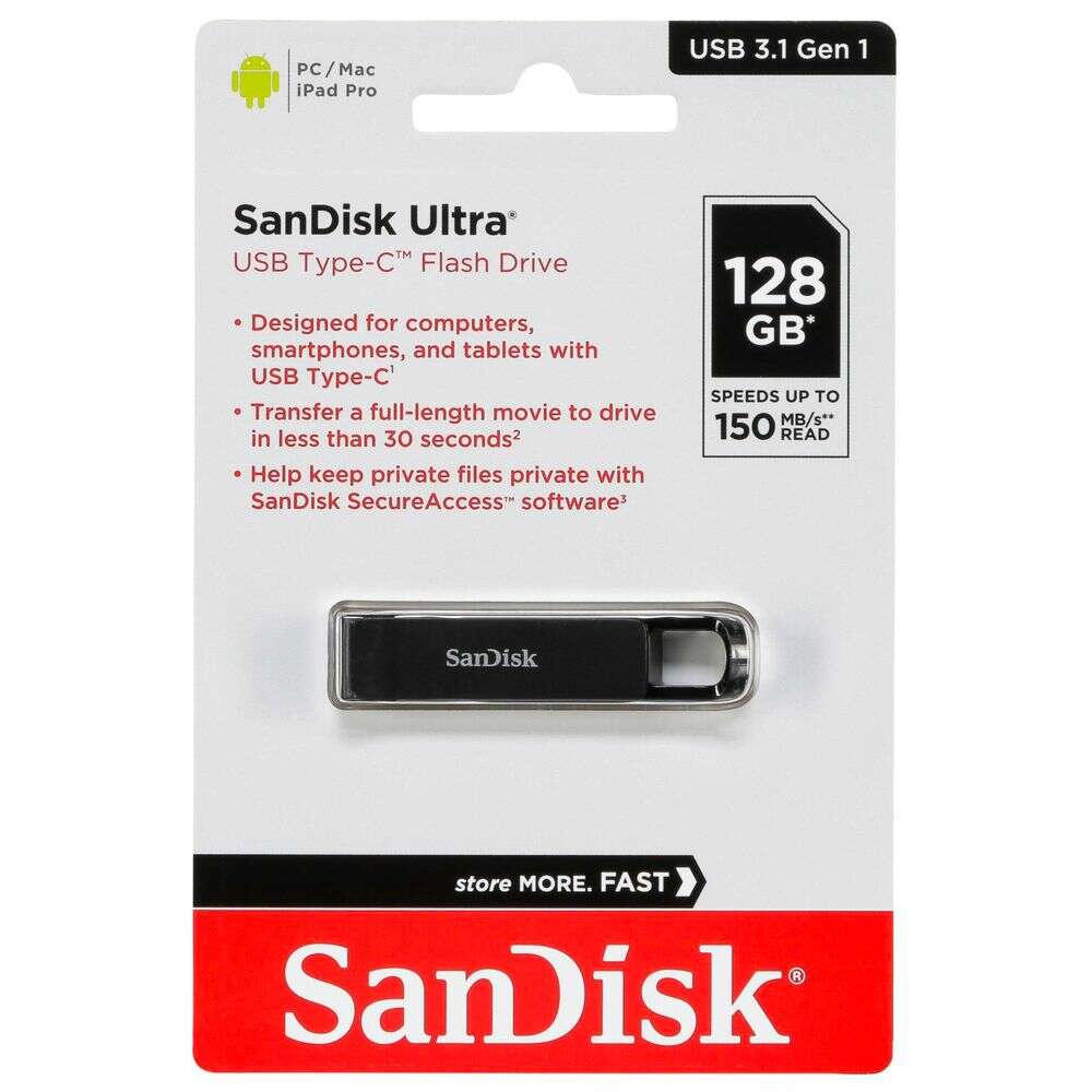 SanDisk Ultra USB flash meghajtó 128 GB USB C-típus 3.2 Gen 1 (3....