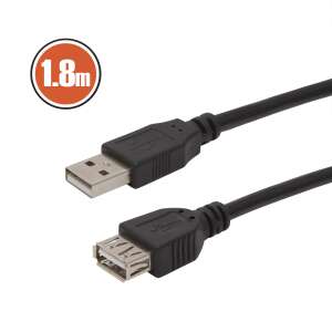 USB A to A female extension cable, 1.8m long, black - Delight Extension Cord