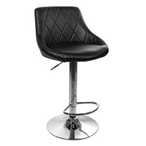 Въртящ се бар стол Mercaton Kast от черна изкуствена кожа с хромирана основа - Бар столове