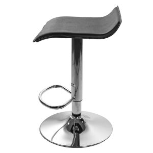 Vedere unghiulară a scaunului de bar rotativ Mercaton Fort în negru și argintiu - Mercaton