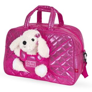 detská taška Perletti Toys Didi Puppy, ružová trblietková, 27 cm, s plyšovým šteňaťom - Batohy