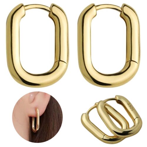 Aranyozott ovális geometrikus fülbevaló, arany színű, közepes méretű 121048976